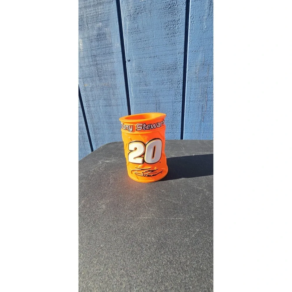 NASCAR Tony Stewart #20 Koozie W/ Crumpled Metal Barrel Design Beer Can Holder